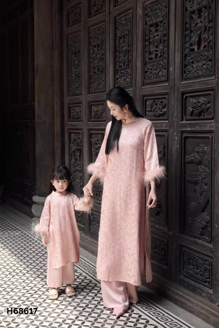 SET Áo dài lụa hồng + quần lụa
