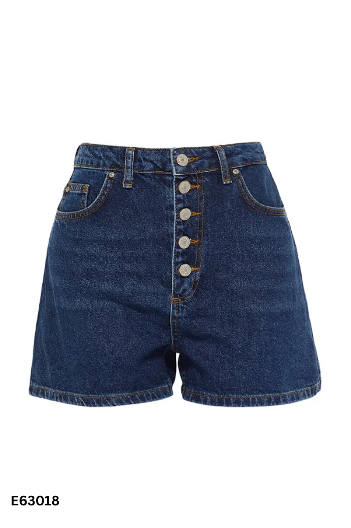 Quần short jeans xanh cúc dọc