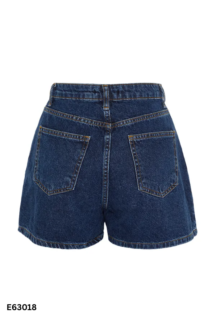 Quần short jeans xanh cúc dọc