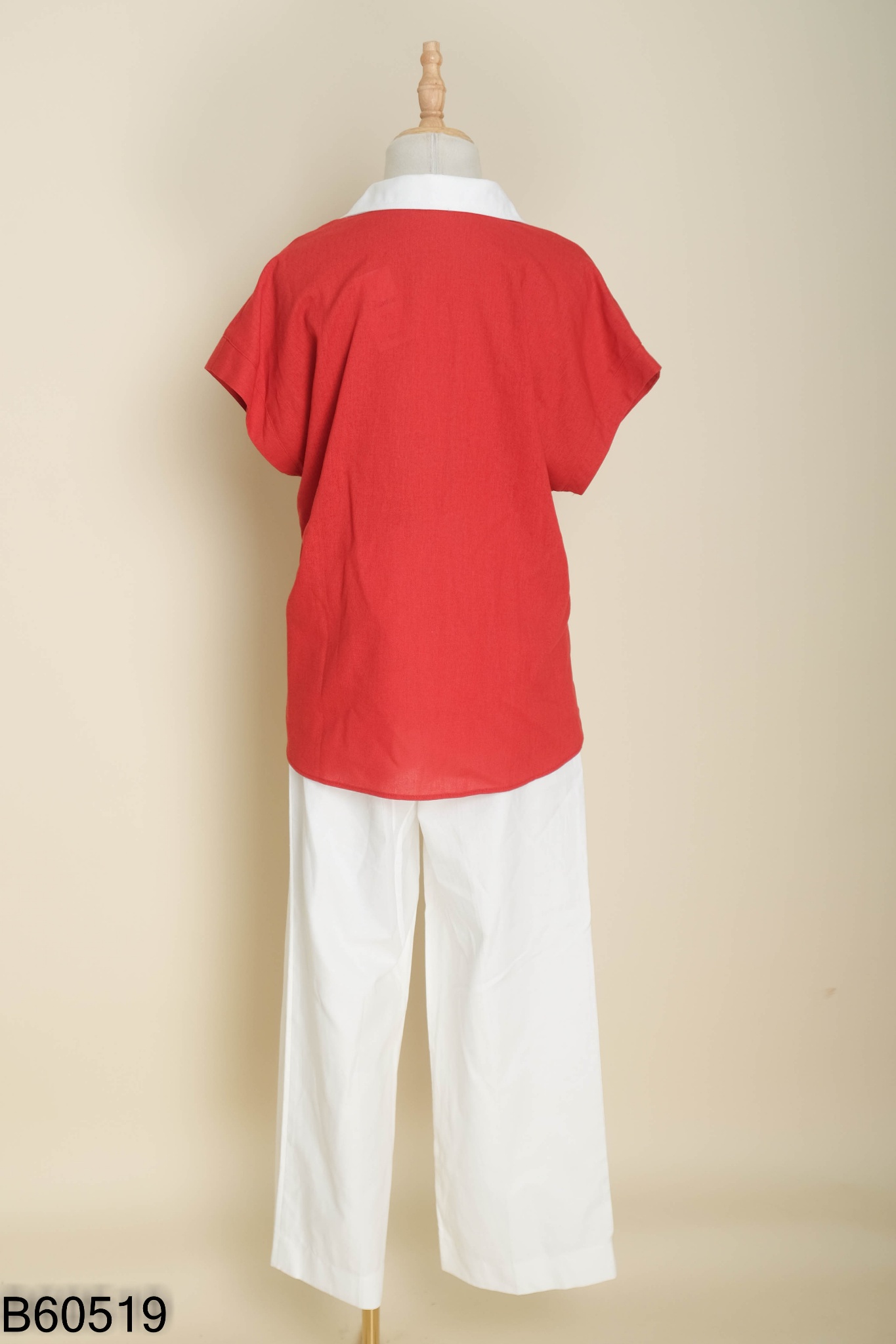 SET Áo sơ mi linen đỏ + quần trắng