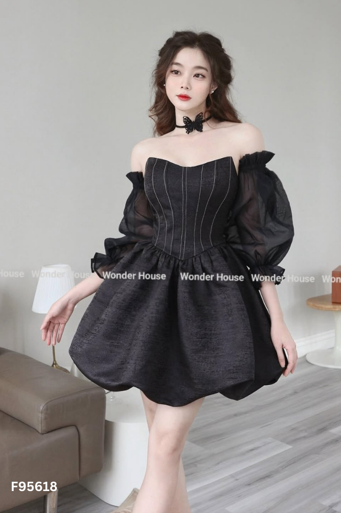 Váy WONDER HOUSE đen trễ vai