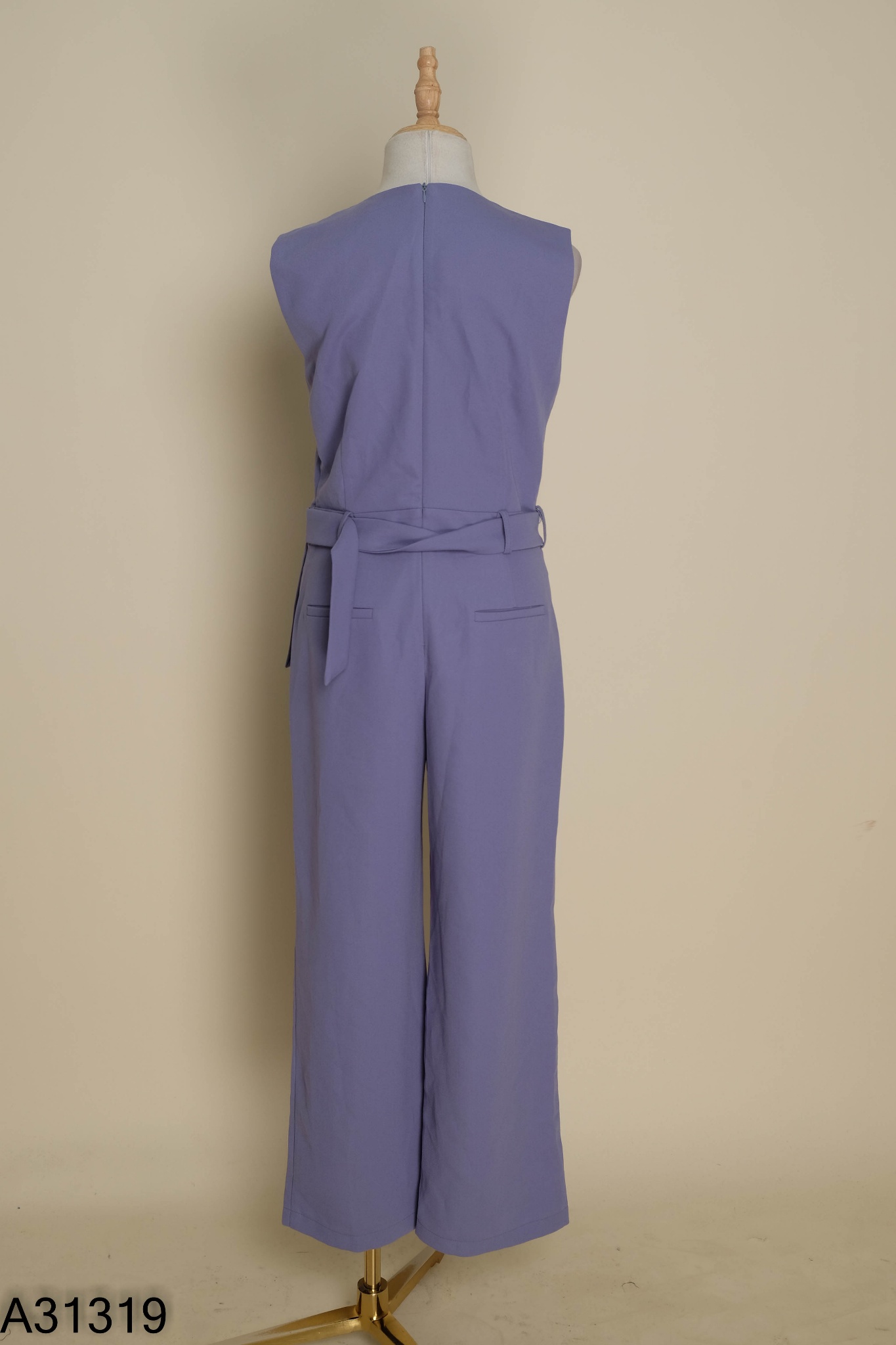 Jumpsuits sát nách xanh kèm đai