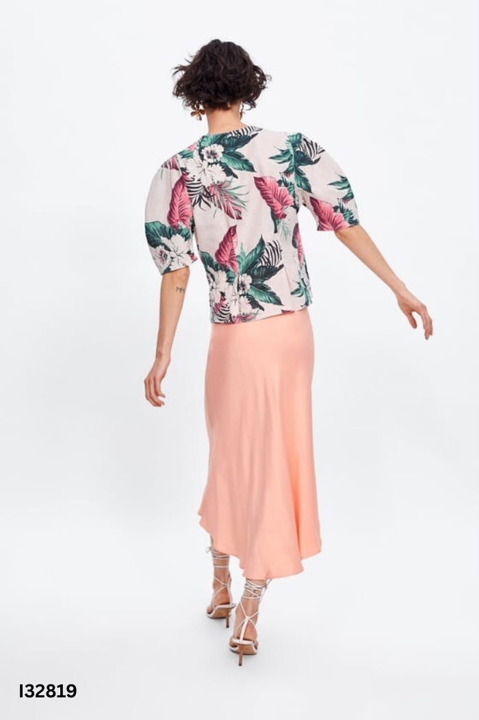 Áo wrap ZARA hồng họa tiết