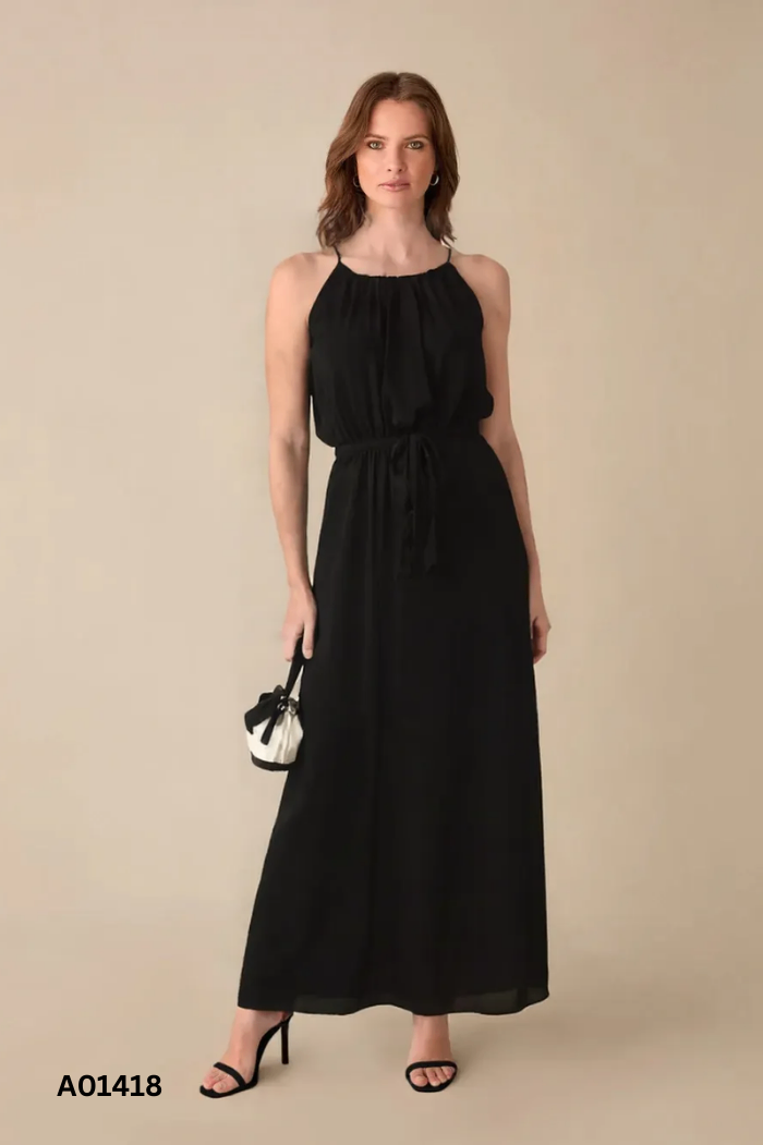 Váy HM maxi lụa đen
