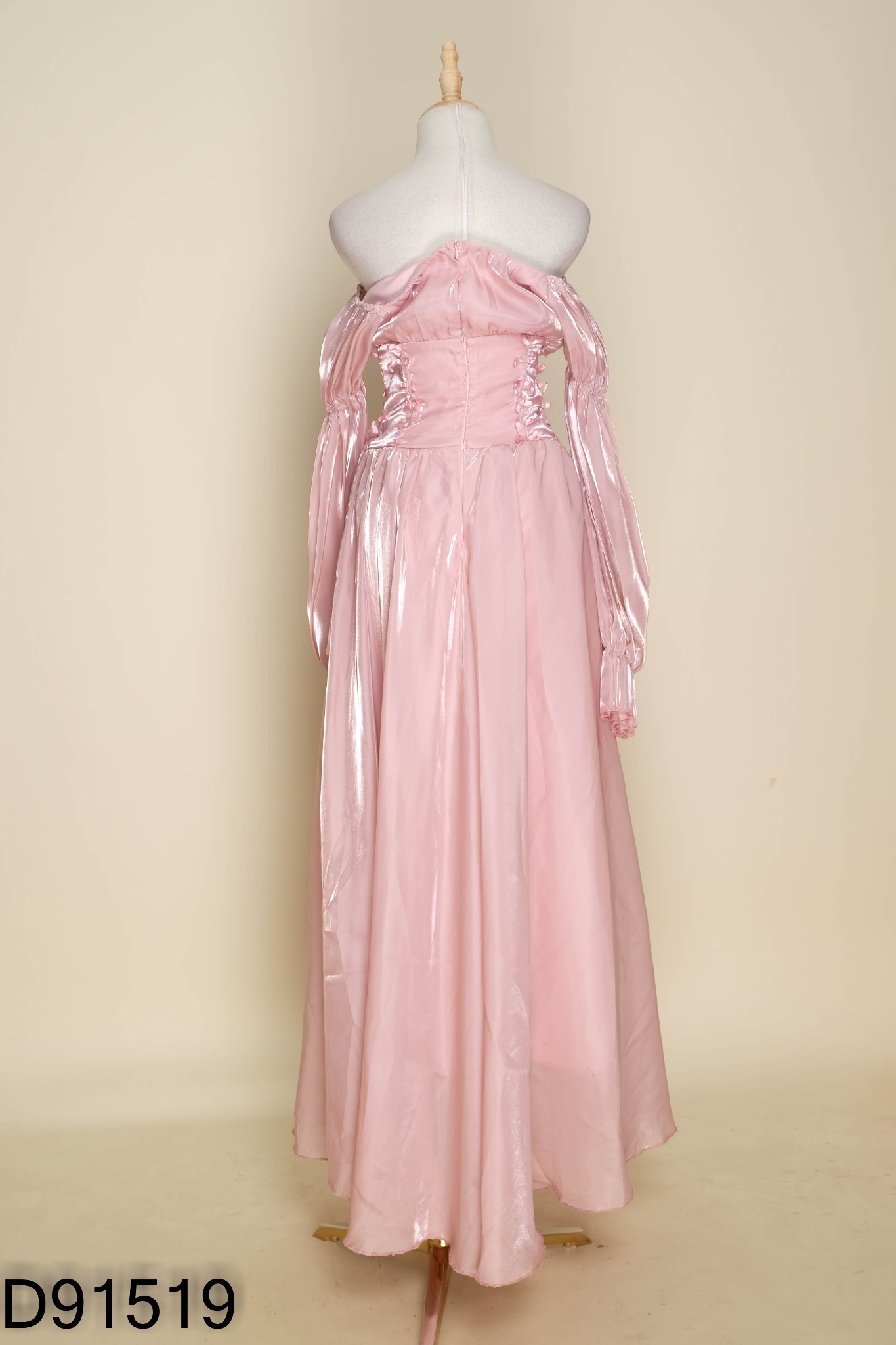 Váy organza hồng phối dây