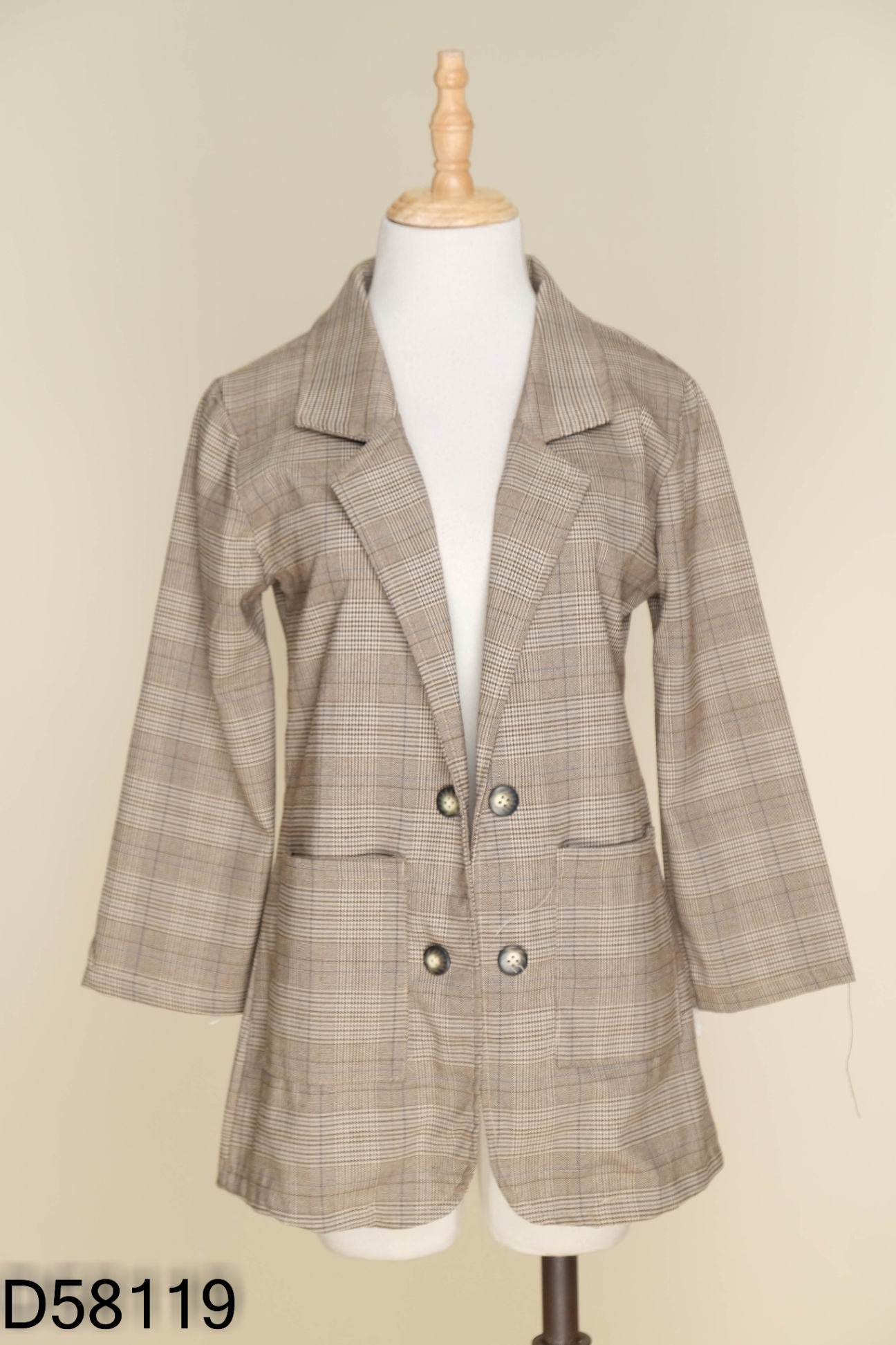 Blazer xám be nâu kẻ