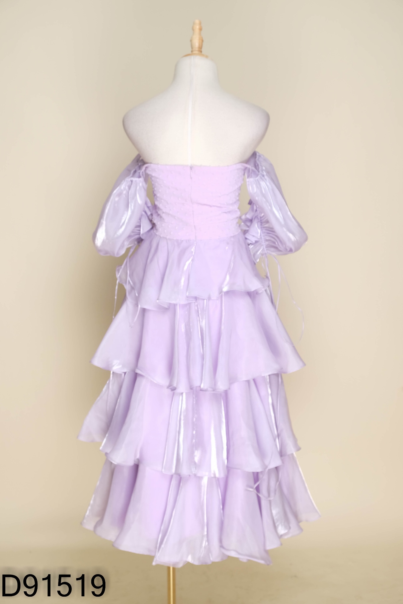 Váy SÒ VINTAGE organza trễ vai tím