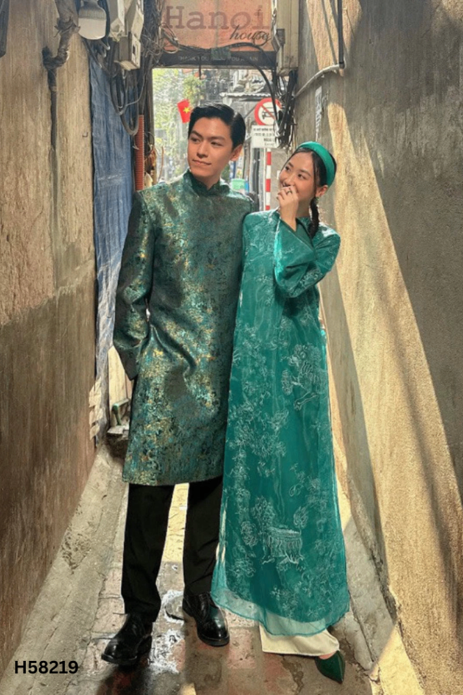NEWTAG SET Áo dài HÈOCHINHCHẮN xanh + quần lụa
