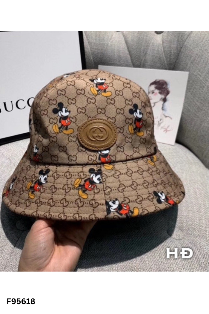 Mũ bucket nâu mickey