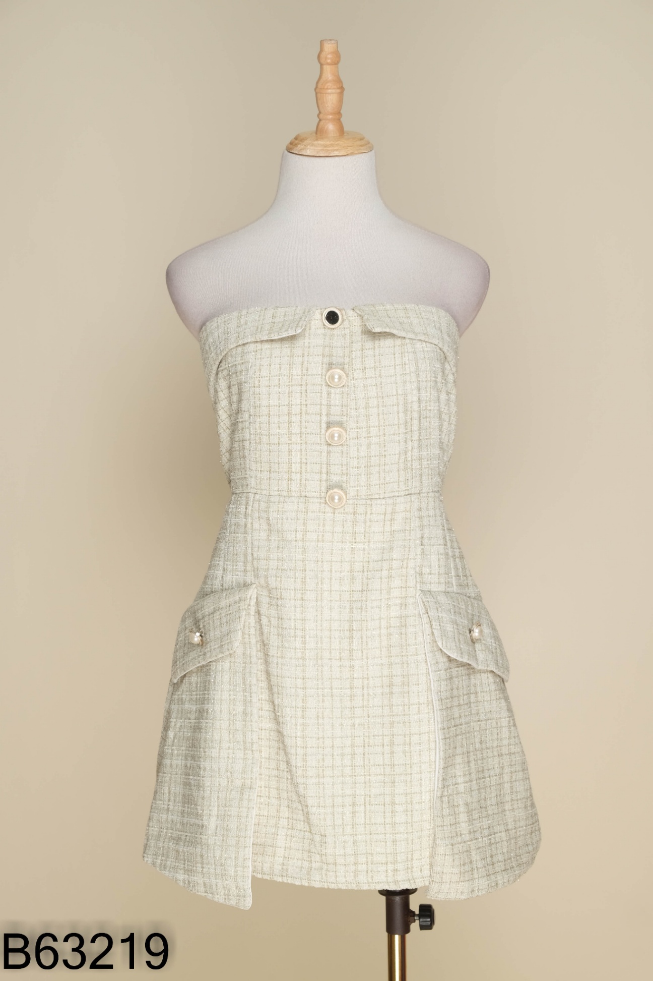 NEWTAG Váy PHAM KIEU TRANG dạ tweed xanh