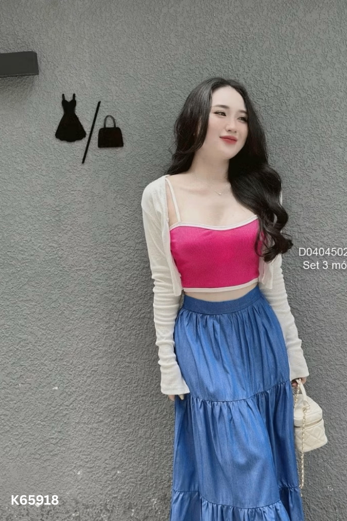 Chân váy xanh trơn