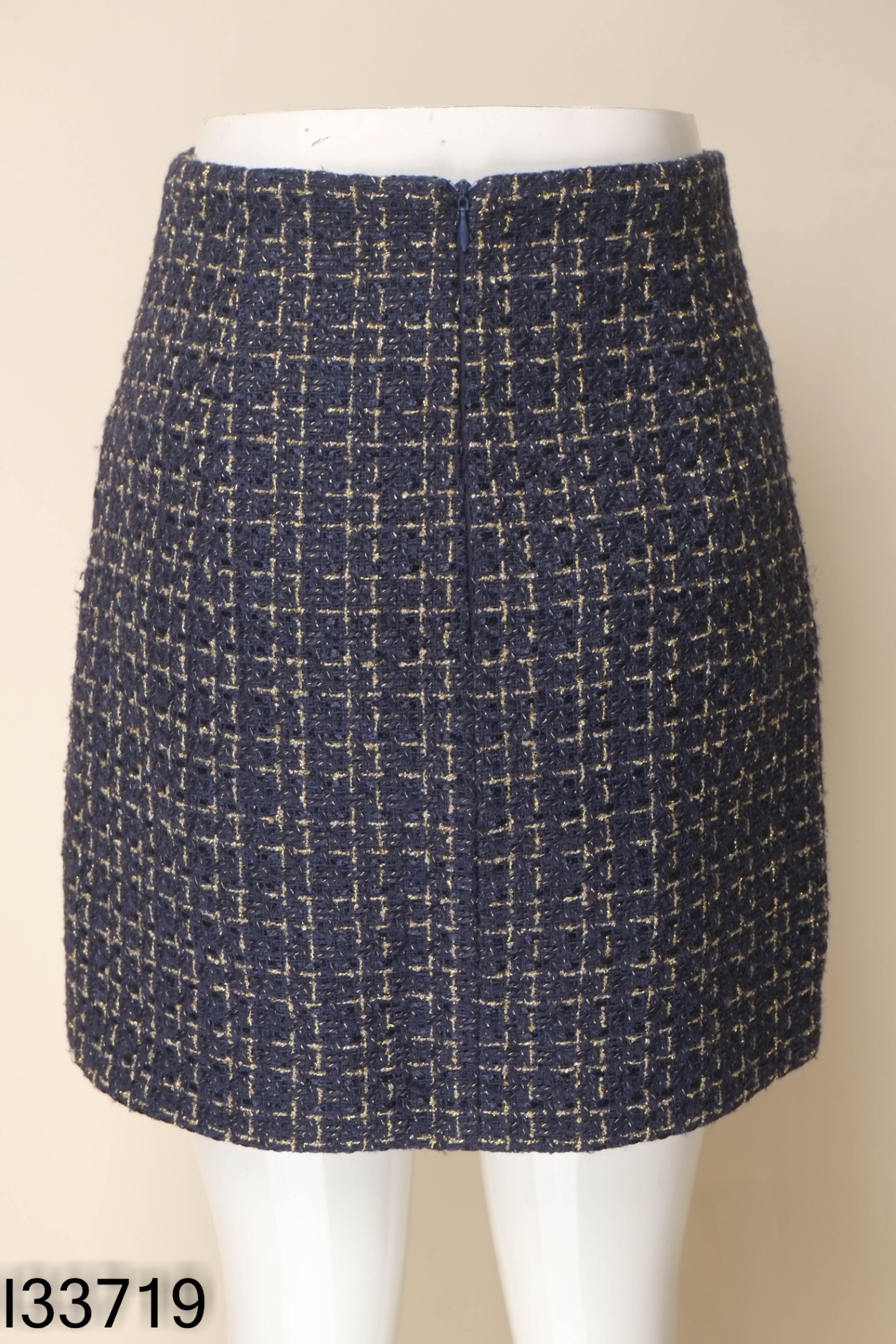 Chân váy 2NDDATE dạ tweed xanh kẻ vàng