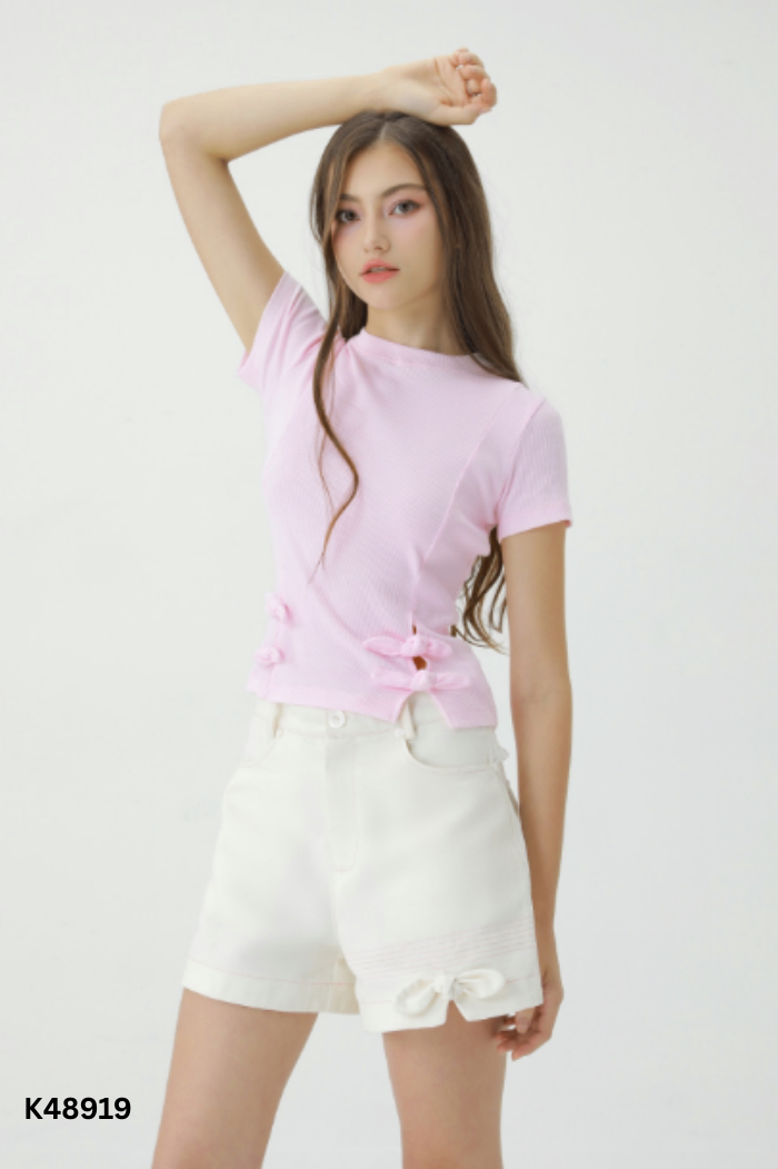 NEWTAG Áo hồng GIMME A HUG phối nơ