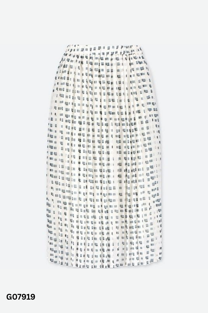 Chân váy UNIQLO trắng họa tiết xanh