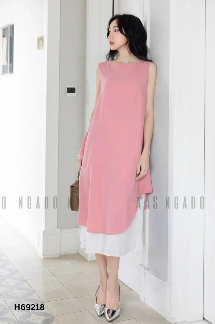 Váy NGADO hồng phối trắng