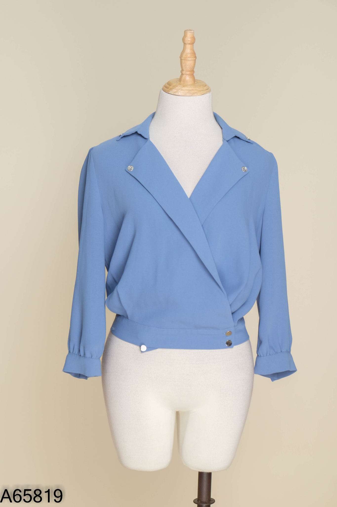 Áo xanh PAMELA cổ vest