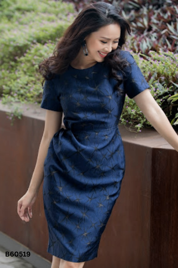 Váy xanh than ELISE gấp ly eo