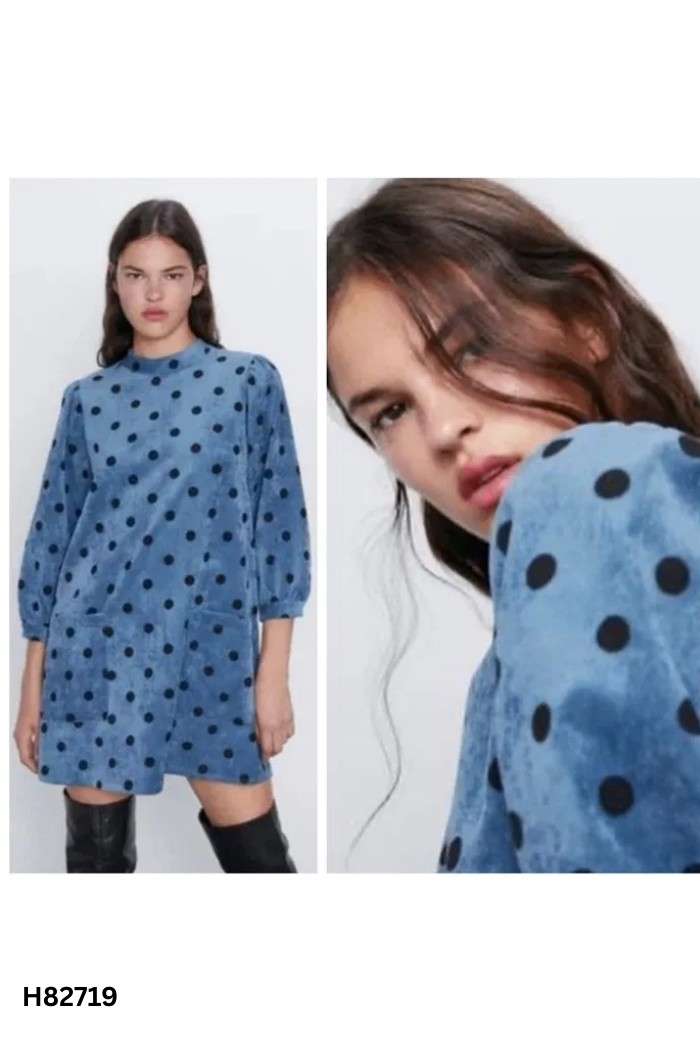 Váy ZARA xanh chấm bi