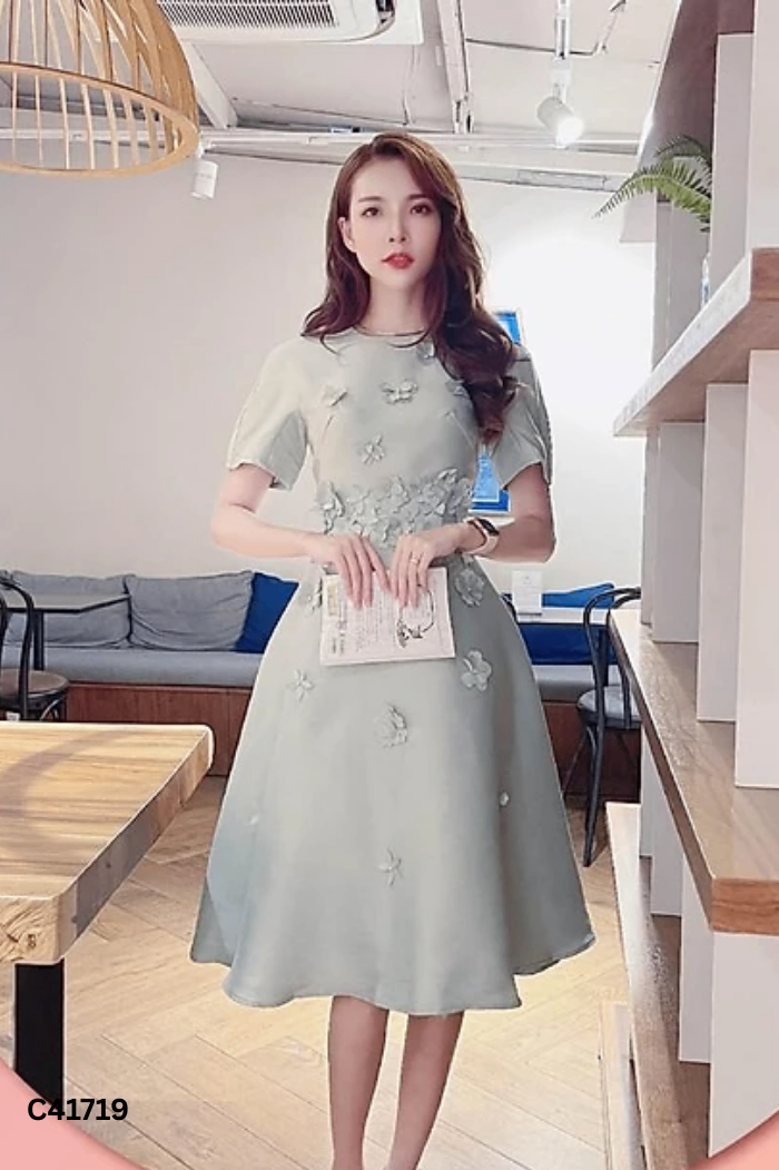 NEWTAG Váy HANH LE DESIGN xanh đính hoa
