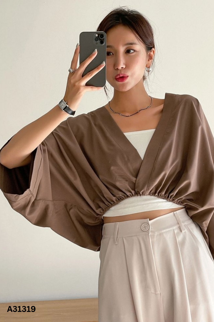 Áo nâu DAZY cổ V