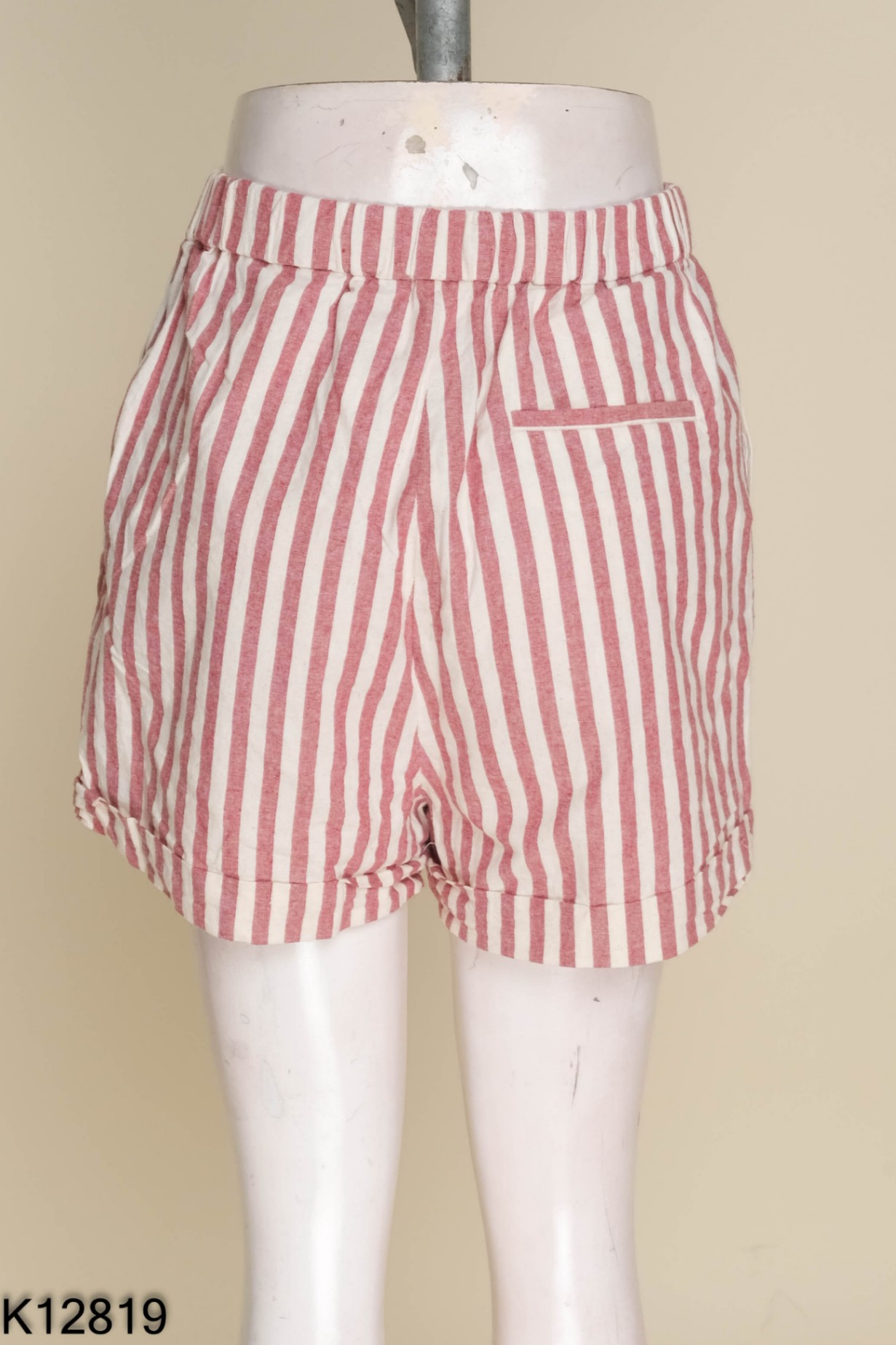 Quần shorts linen ADORE DRESS be sọc hồng