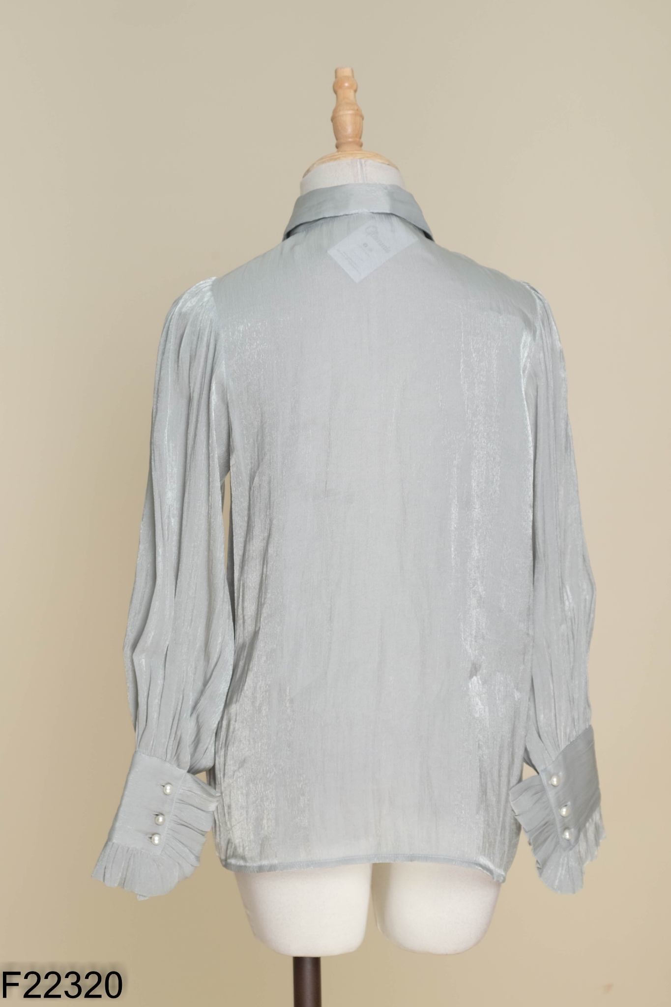 Áo sơ mi BLEU BIRD organza xanh