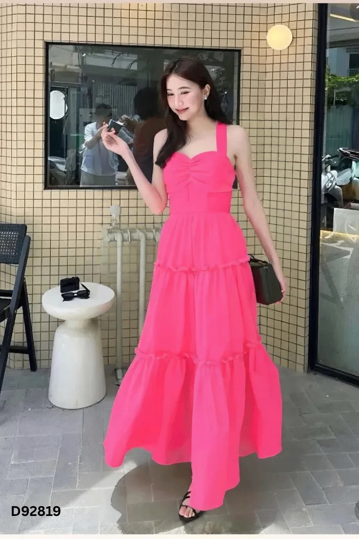 NEWTAG Váy hồng phối dây