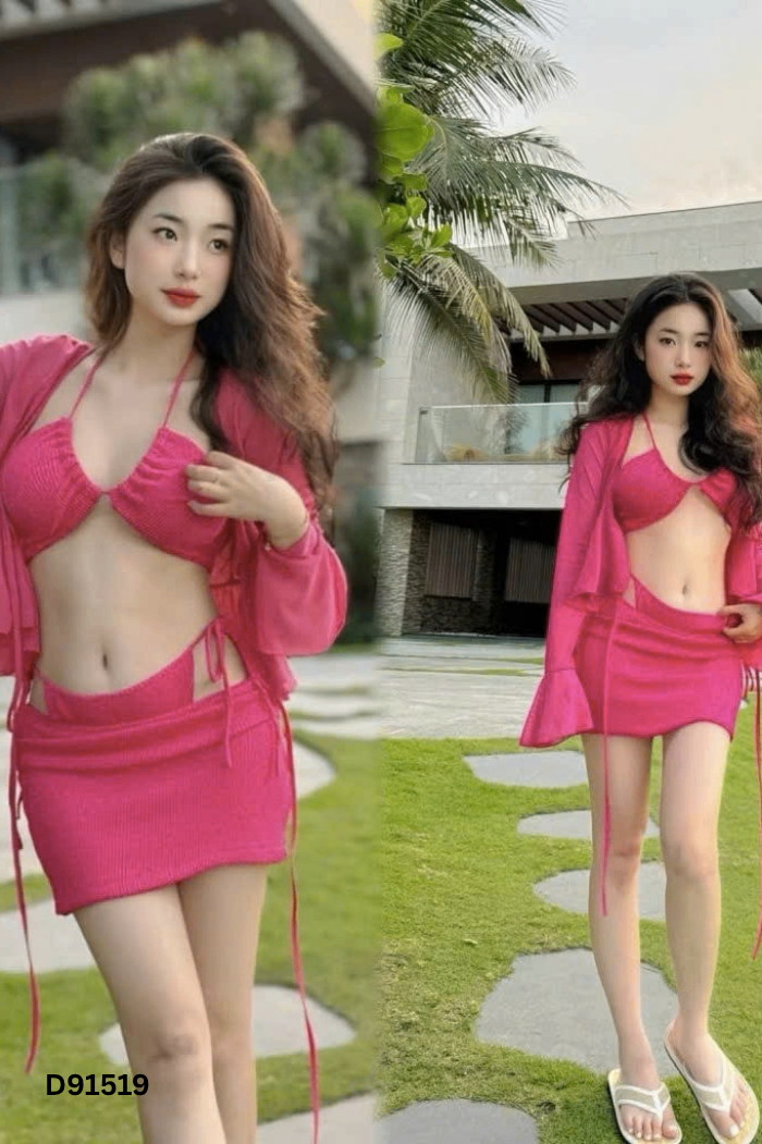 SET 4 Bikini hồng phối dây
