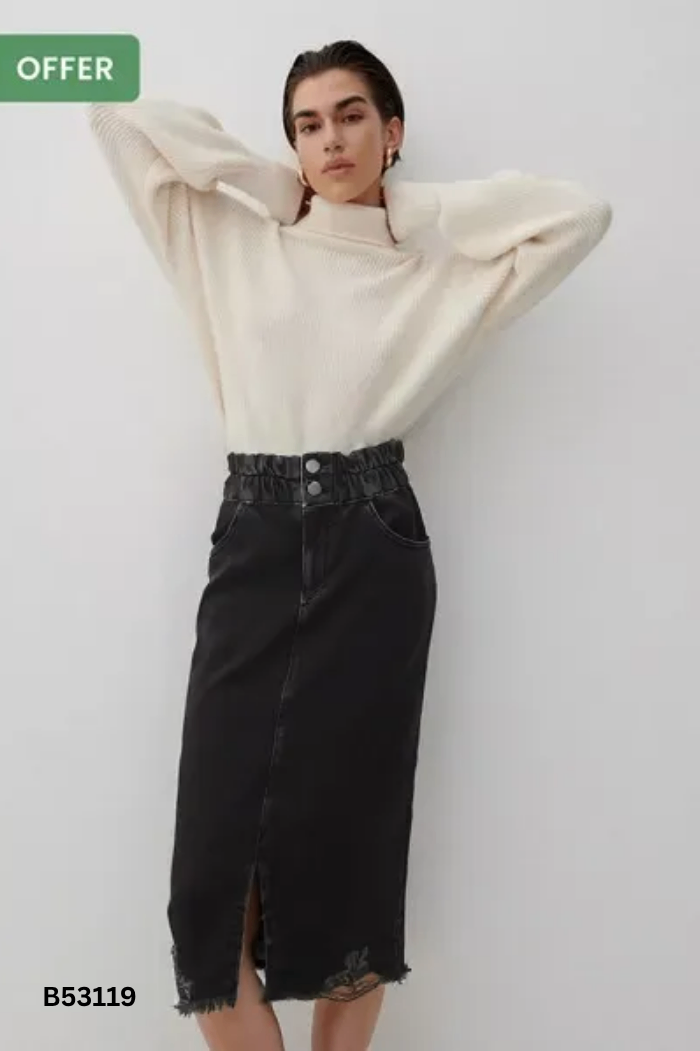 Chân váy RESERVED jeans xám đen
