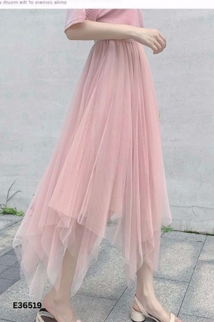 Chân váy lưới hồng