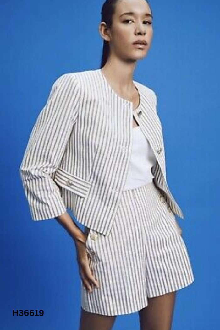 Áo be sọc ZARA phối cúc vàng