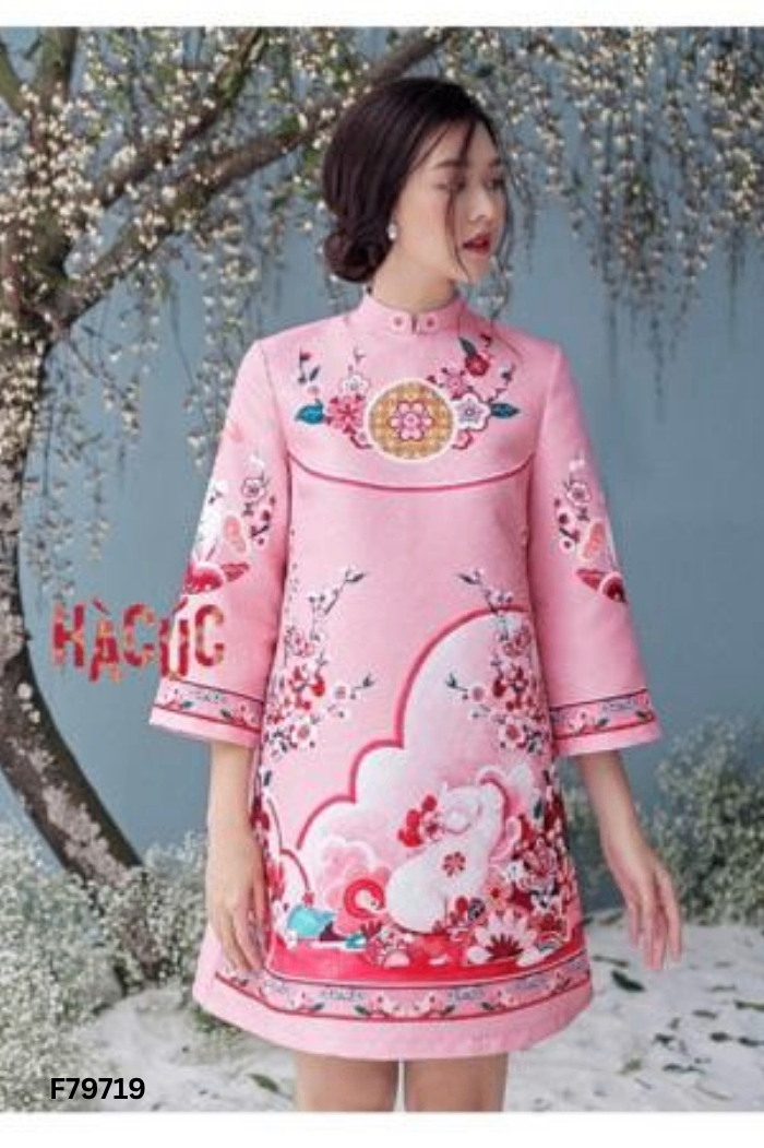 Váy HÀ CÚC hồng họa tiết