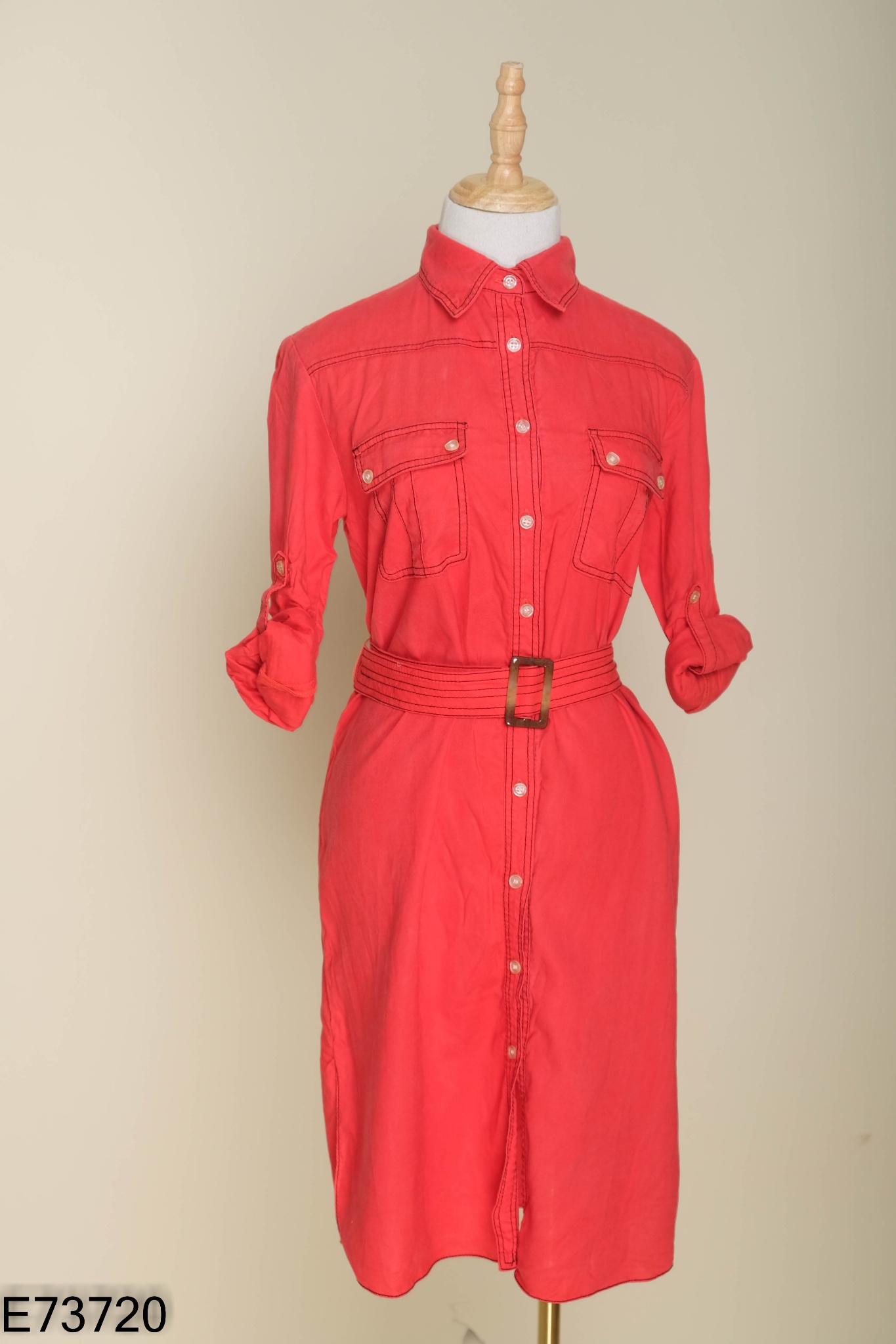 Váy sơ mi đỏ IVY MODA kèm đai