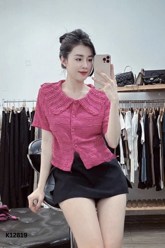 NEWTAG Áo hồng cổ sen