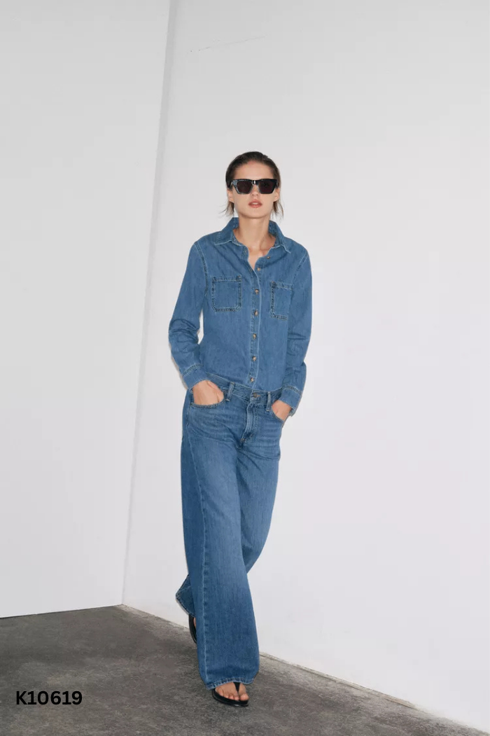 Áo jeans ZARA xanh trơn (CẮT TAG)