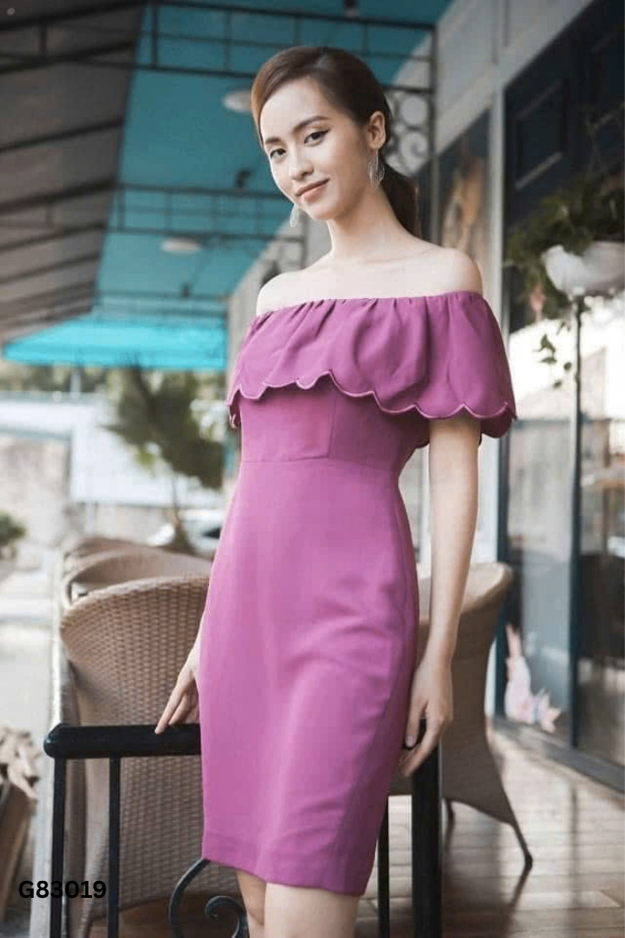 NEWTAG Váy ELISE tím trễ vai