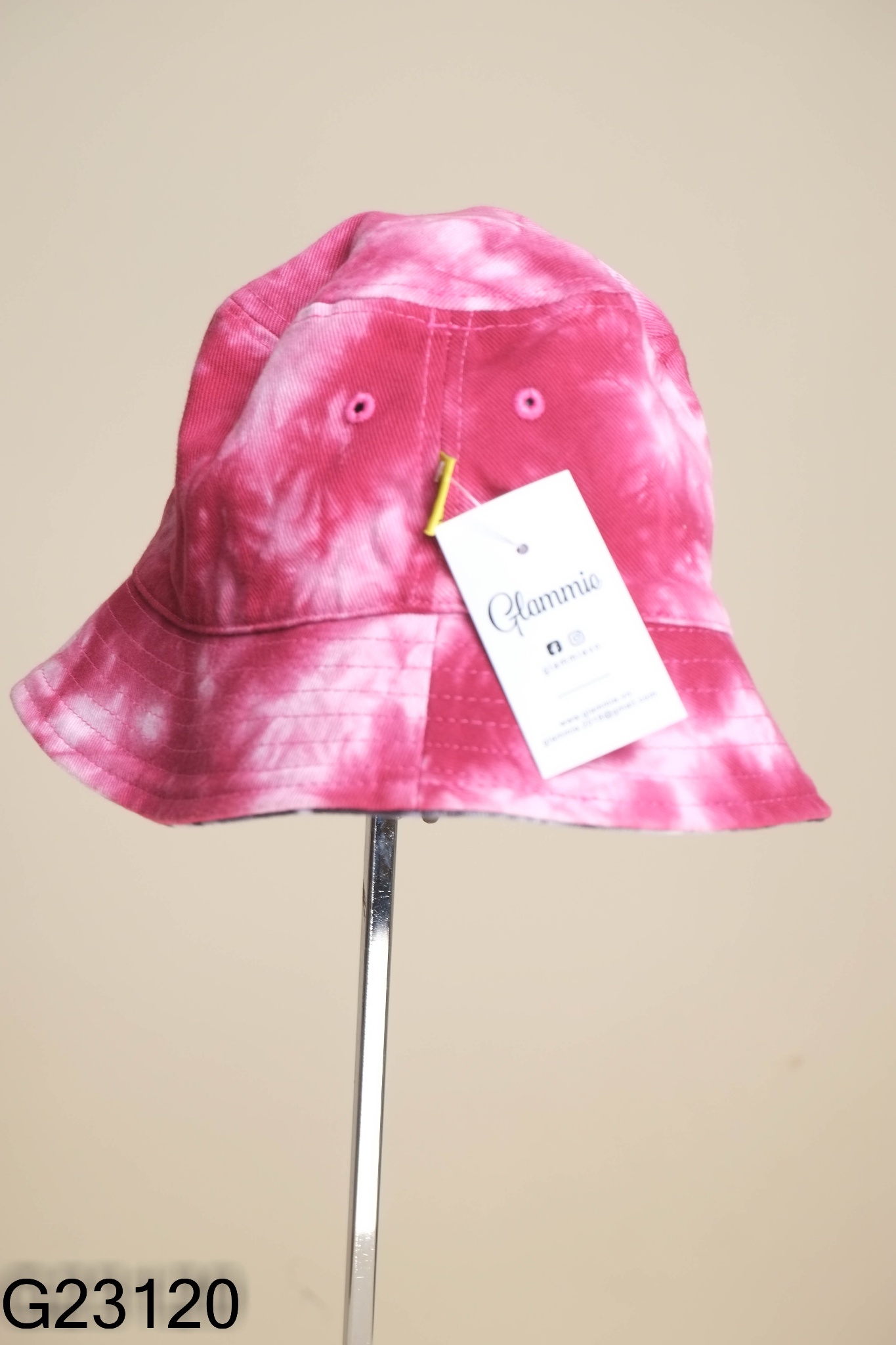 Mũ BOO hồng phối xanh xám