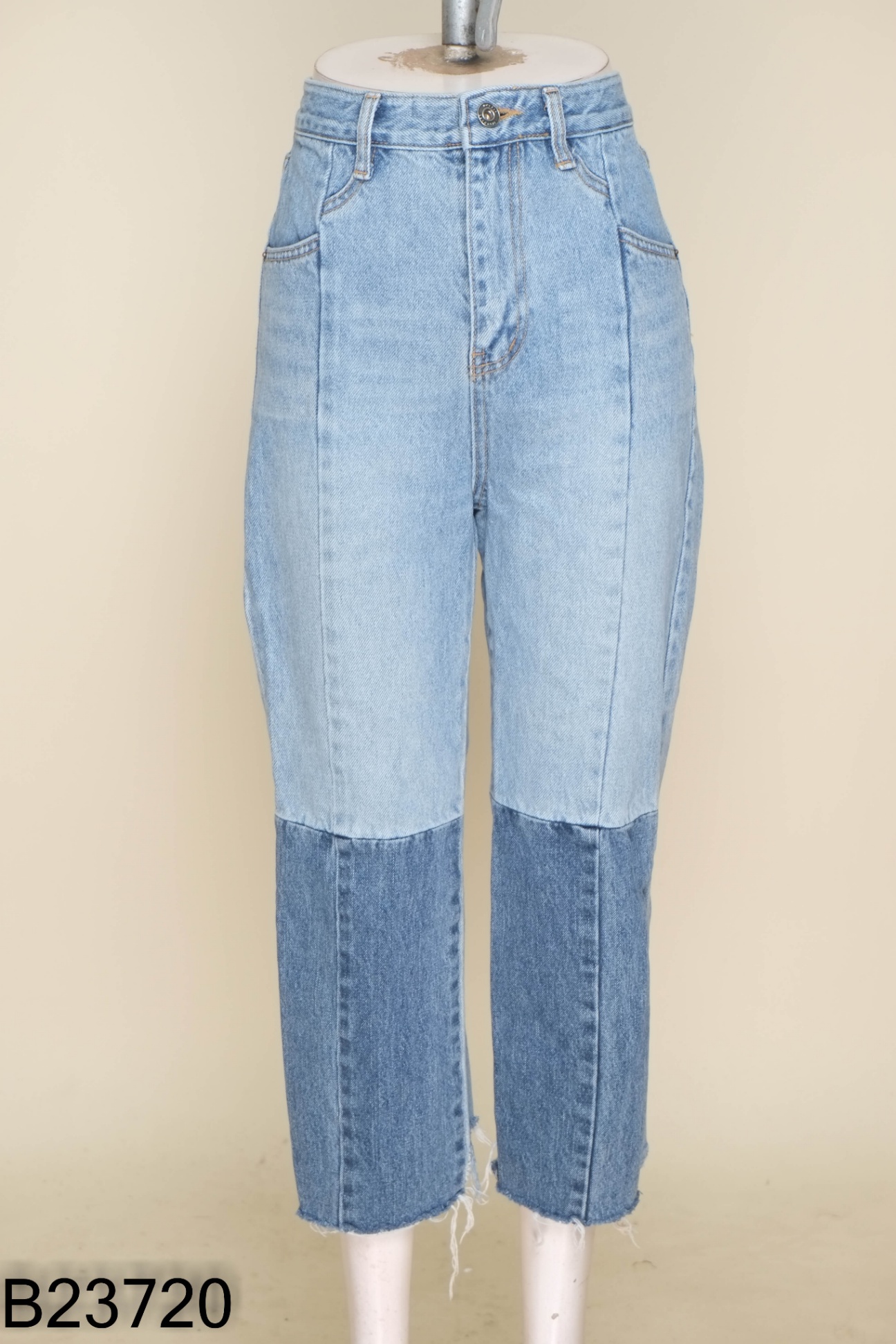 Quần jeans xanh phối 2 màu