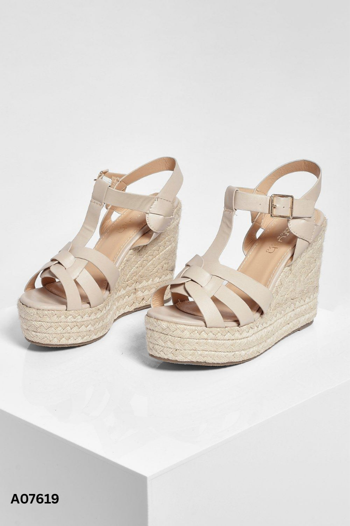 Sandals đế xuồng be phối cói