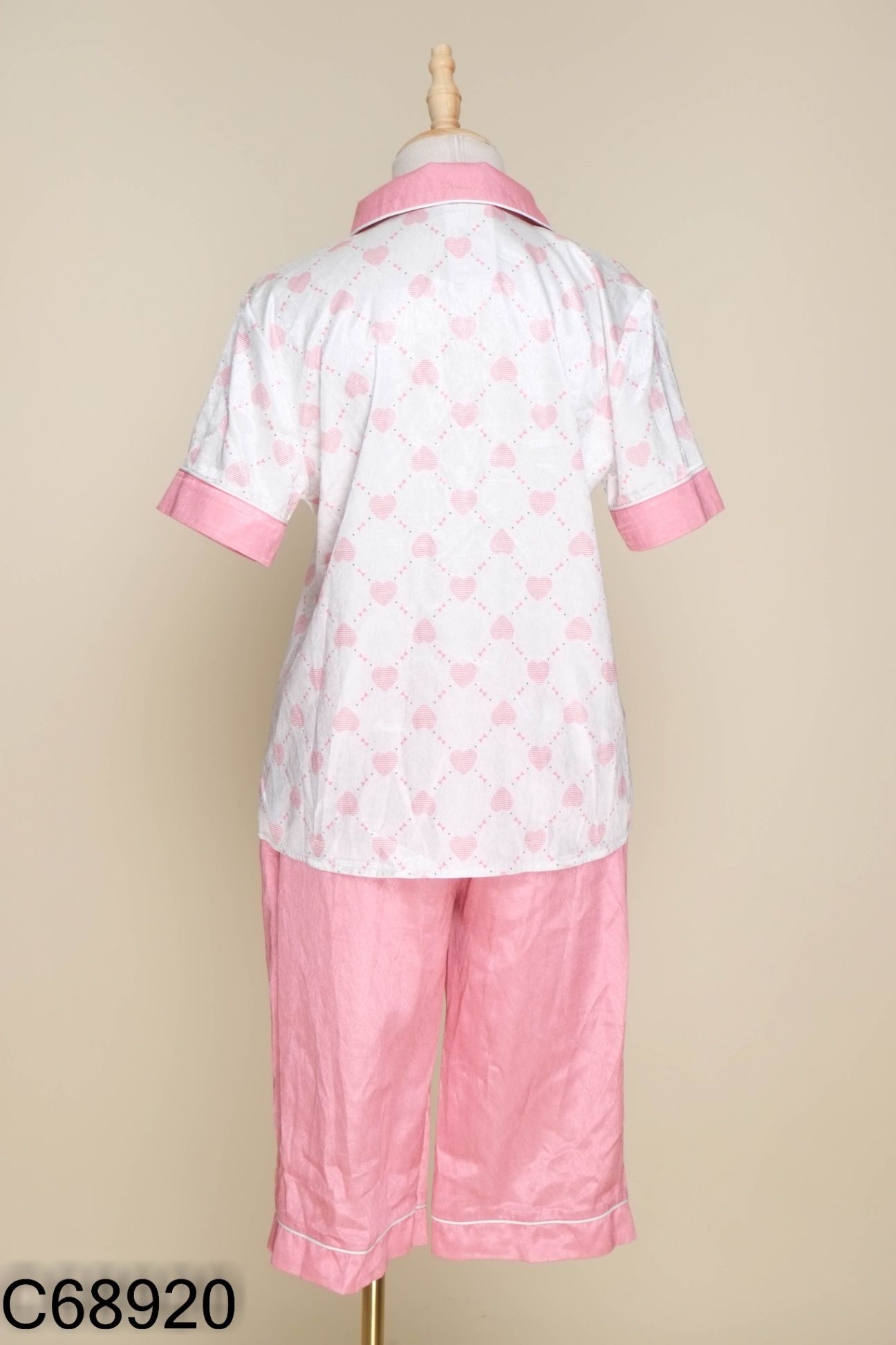 SET Đồ ngủ ECONICE lụa trắng cổ hồng