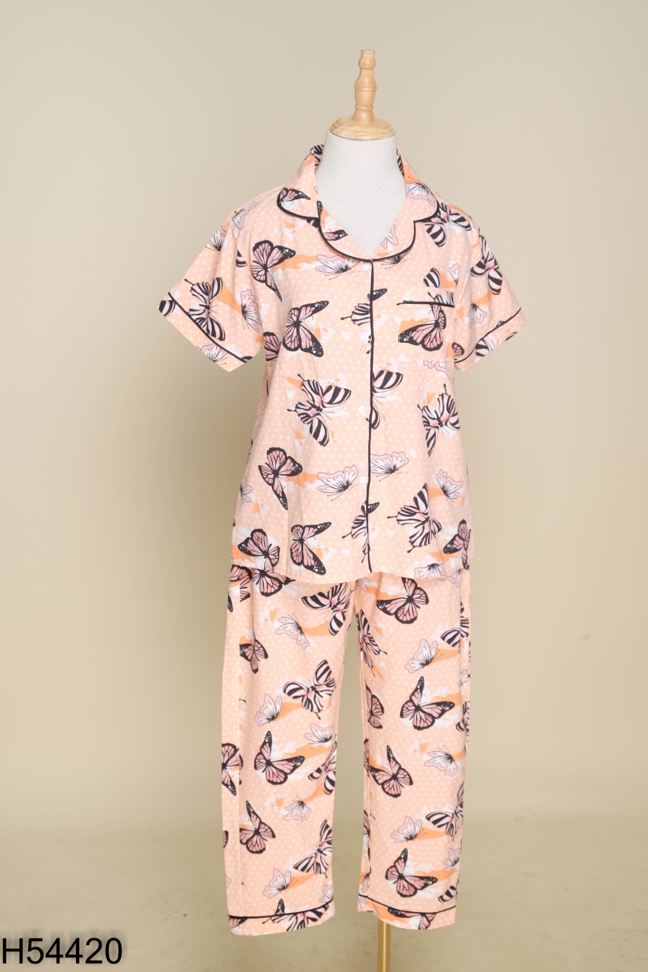 Set Pijama hồng cam họa tiết