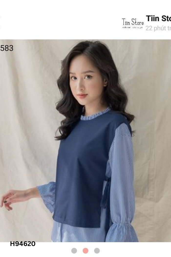 Áo TIIN xanh kẻ trắng
