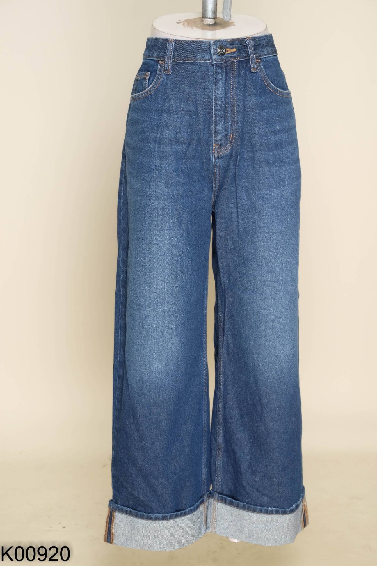 NEWTAG Quần jeans xanh D.CHIC gấp gấu