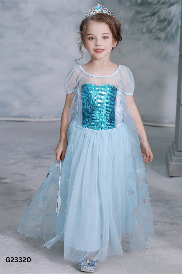 Váy xanh phối lấp lánh KIDS
