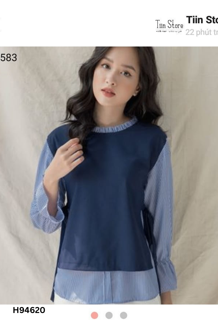 Áo TIIN xanh kẻ trắng