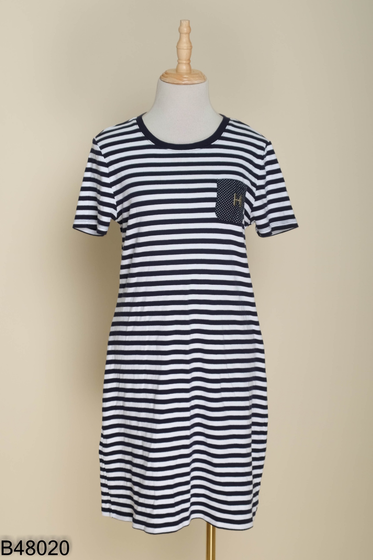 Váy TOMMY HILFIGER trắng kẻ xanh than