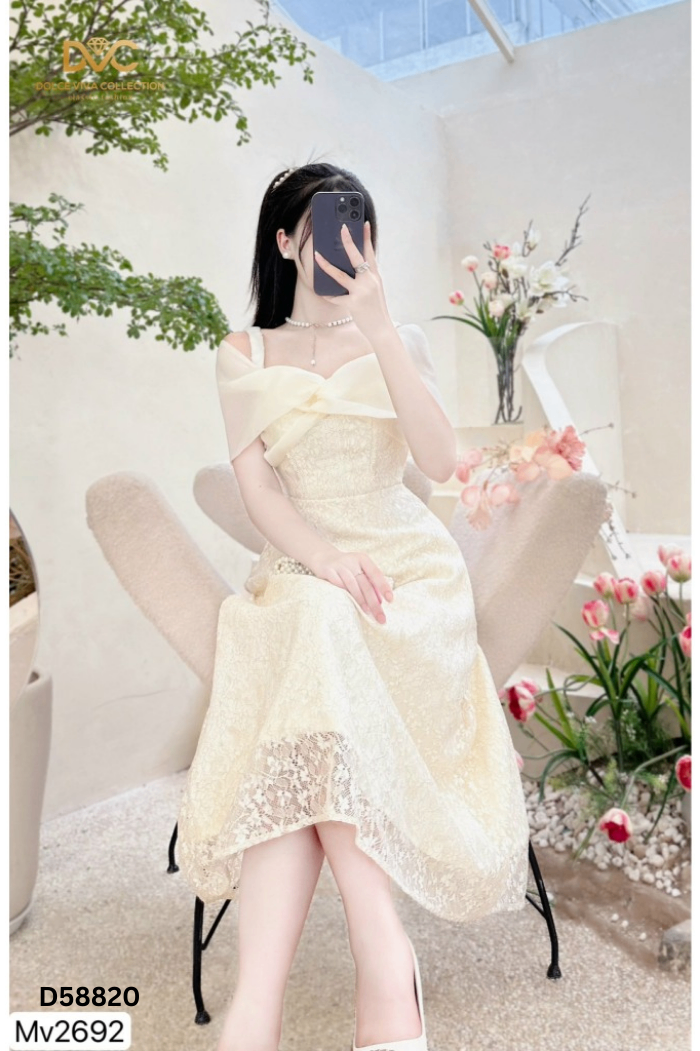 Váy ren be DVC phối voan