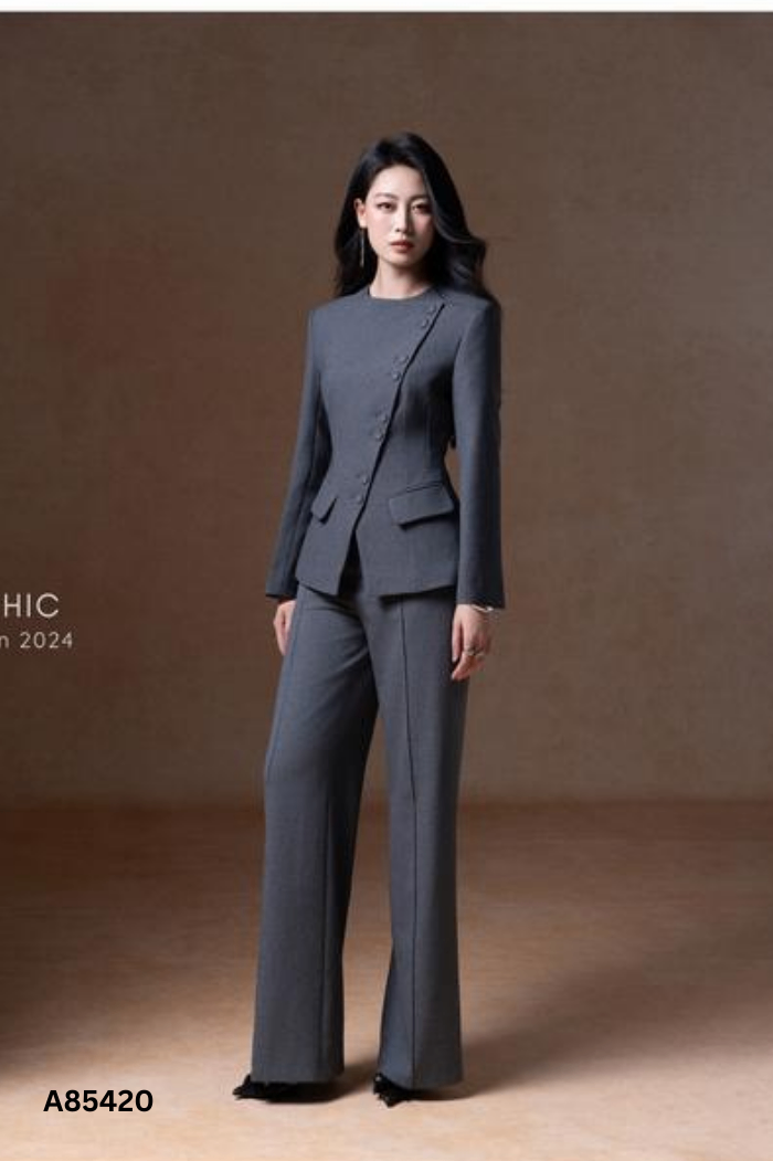 SET Áo xám phối khuy + quần dài