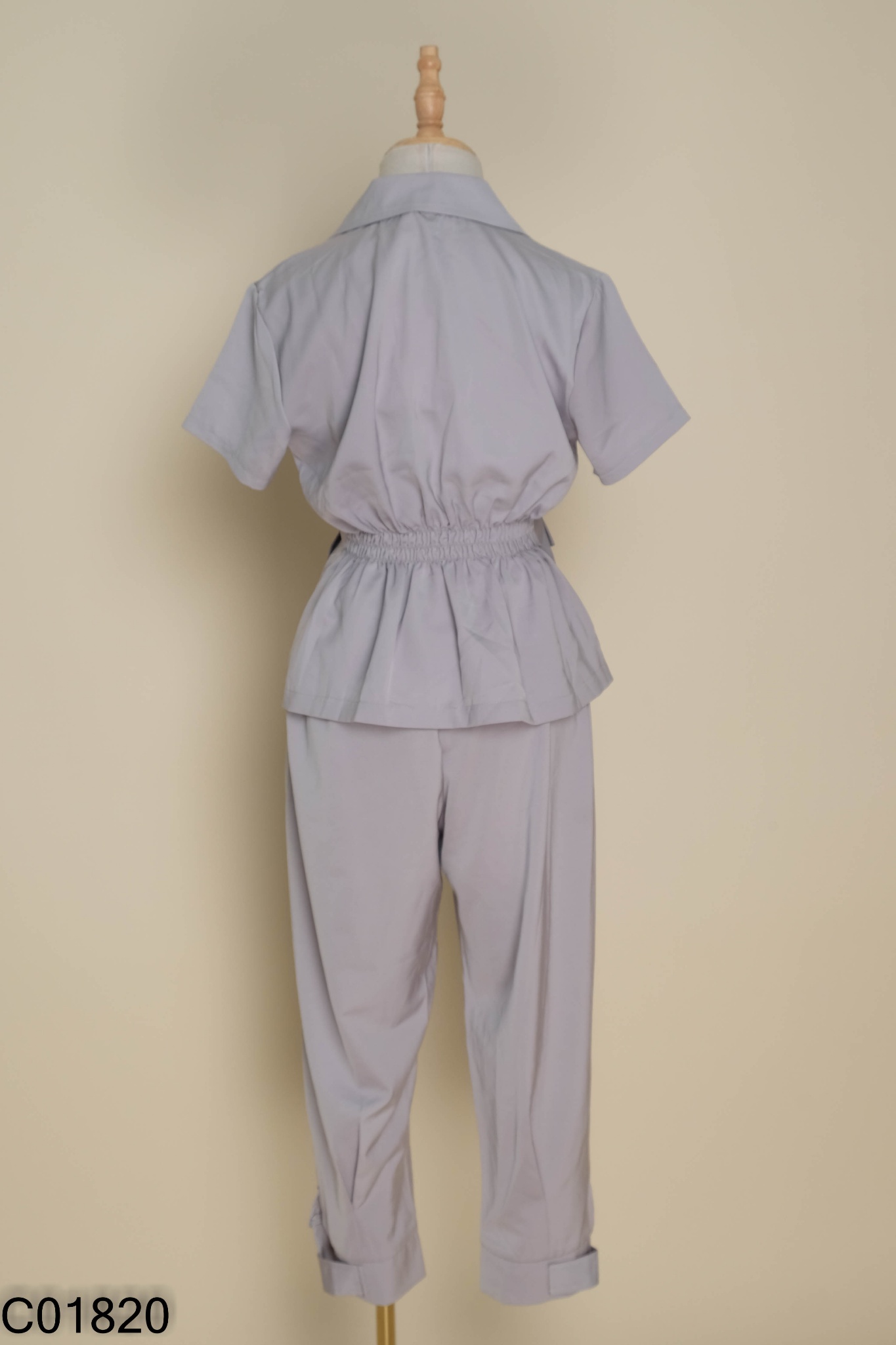 NEWTAG SET Áo xám phối khuy + quần dài