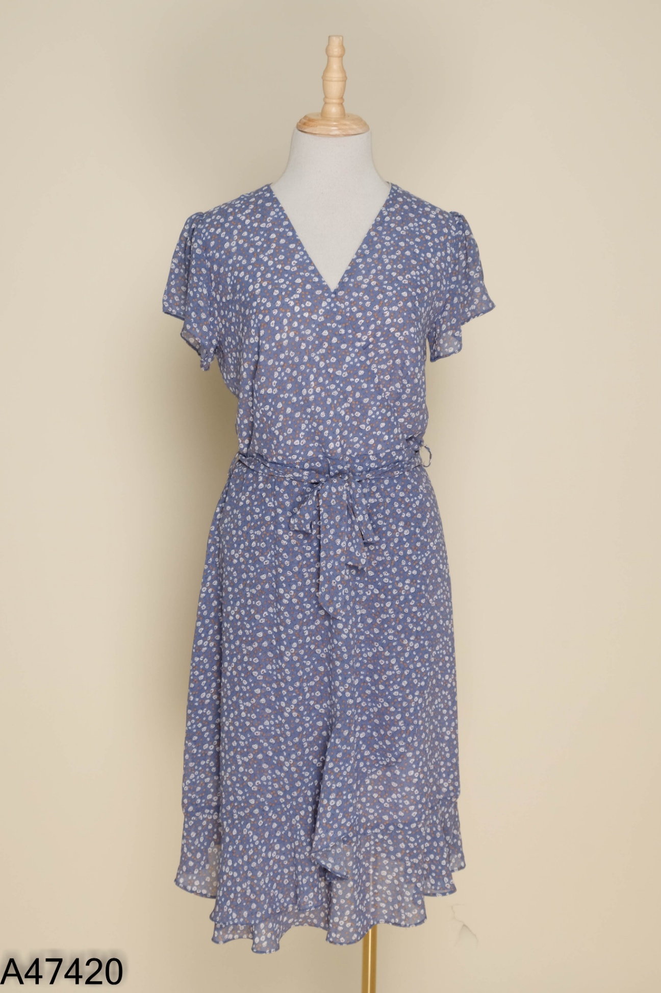 Váy xanh hoa HOA DESIGN cổ V